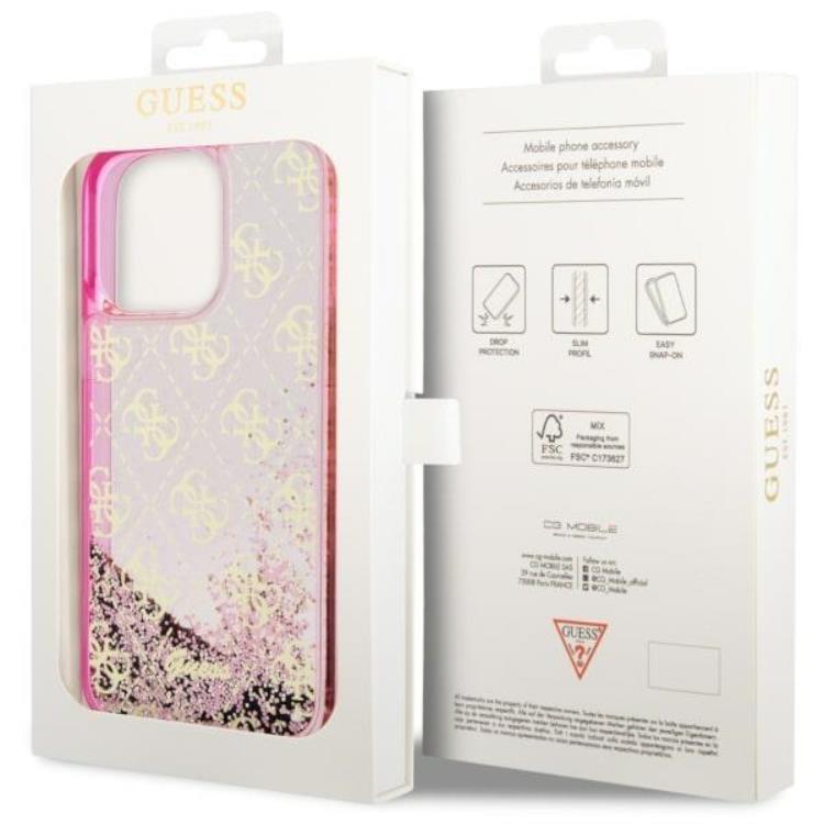 Guess Guess Mobilskal till iPhone 14 Pro Max Liquid Glitter - Rosa