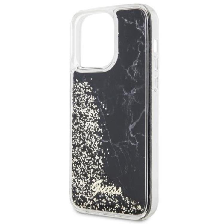 Guess Guess Mobilskal till iPhone 14 Pro Max Liquid Glitter Marble - Svart