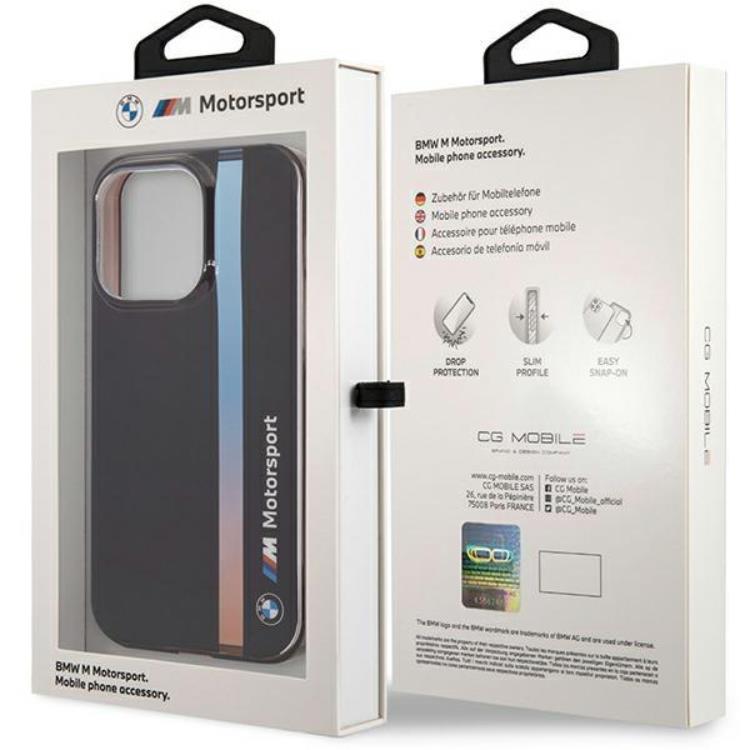 BMW BMW Mobilskal till iPhone 14 Pro IML Tricolor Stripe - Svart