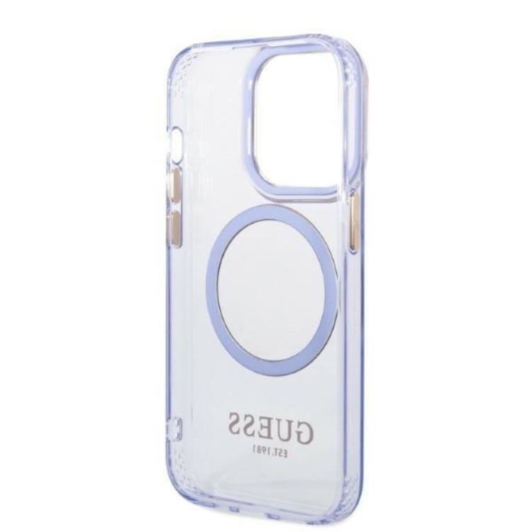 Guess Guess Mobilskal till iPhone 14 Pro MagSafe Guld Outline Translucent - Lila