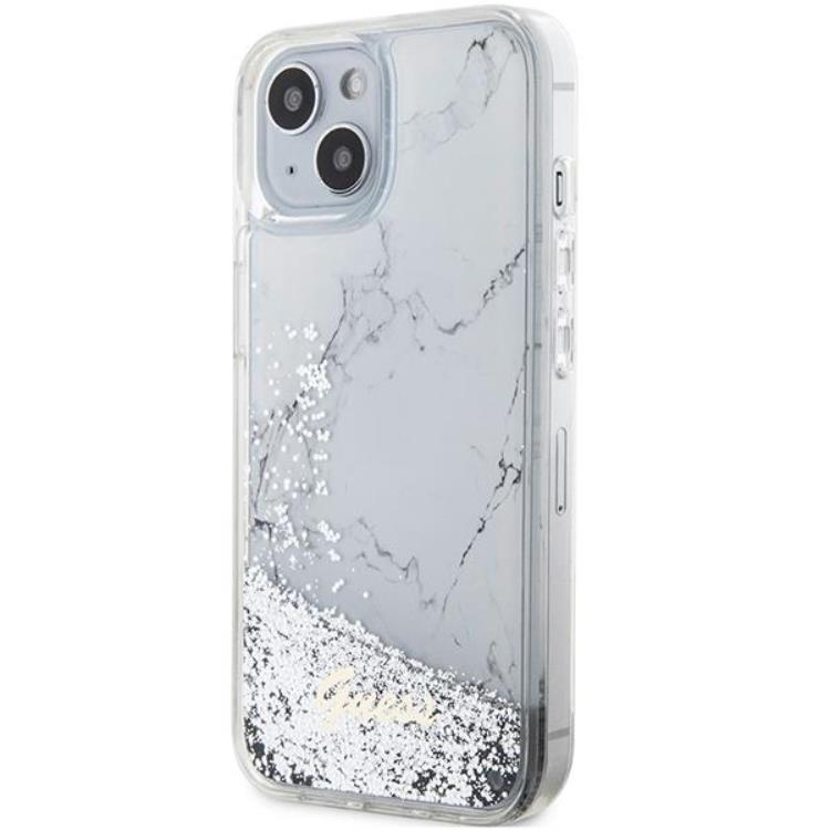Guess Guess Mobilskal till iPhone 14 Liquid Glitter Marble - Vit