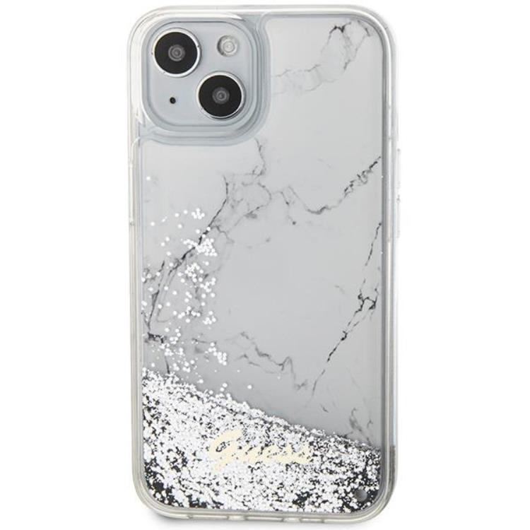 Guess Guess Mobilskal till iPhone 14 Liquid Glitter Marble - Vit