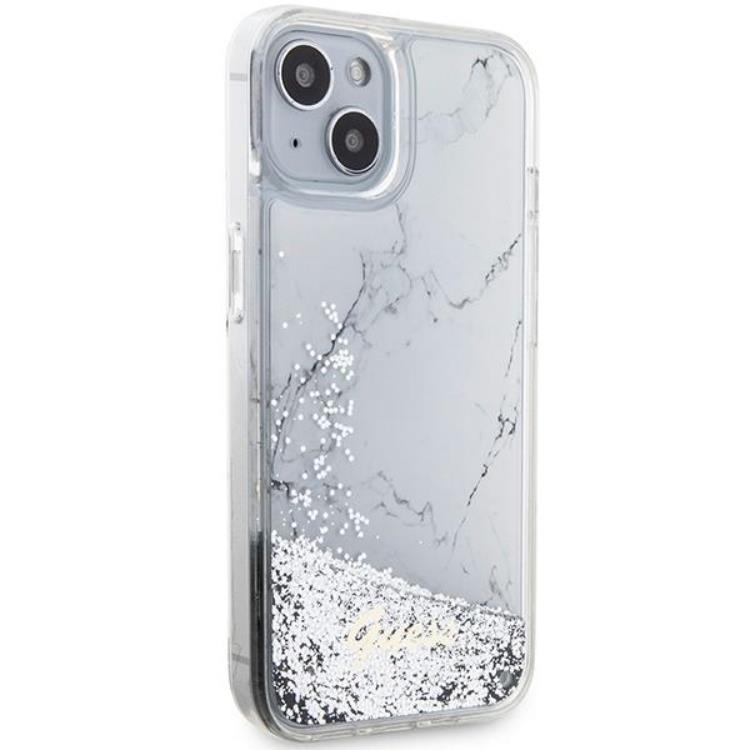 Guess Guess Mobilskal till iPhone 14 Liquid Glitter Marble - Vit