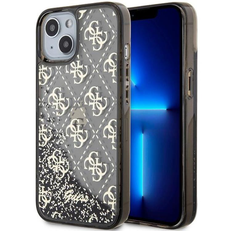 Guess Guess Mobilskal till iPhone 14 Liquid Glitter - Svart