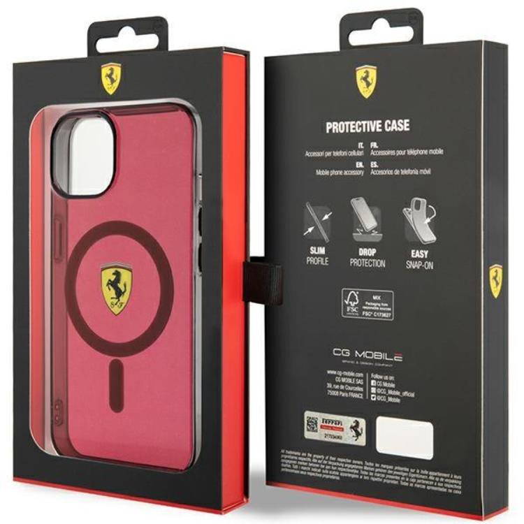 Ferrari Ferrari Mobilskal till iPhone 14 Magsafe Translucent - Röd