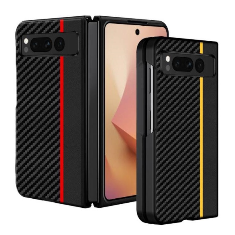 OEM Google Pixel Fold Mobilfodral Carbon Fiber Ultra Thin - Svart/Gul