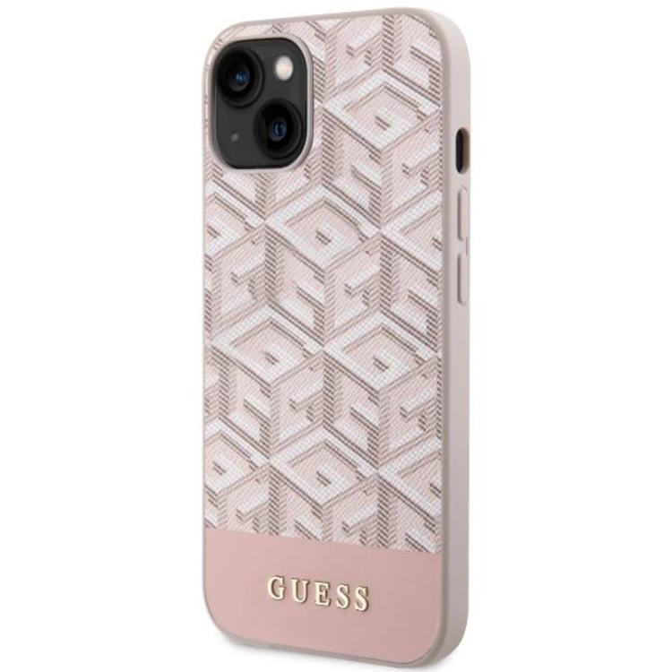 Guess Guess Mobilskal till iPhone 14 MagSafe GCube Stripes - Rosa