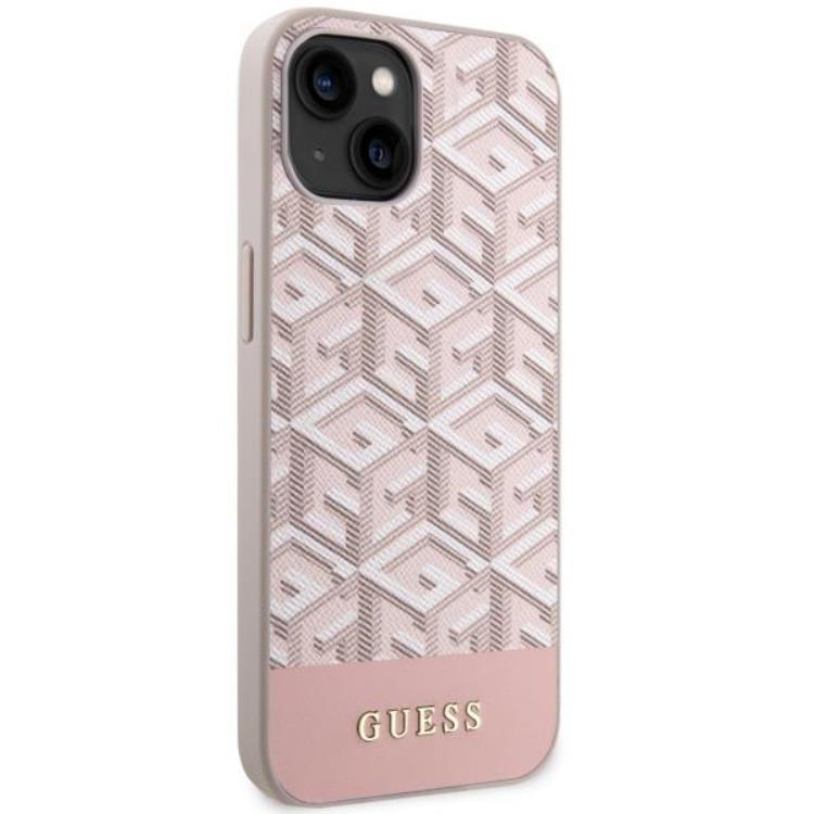 Guess Guess Mobilskal till iPhone 14 MagSafe GCube Stripes - Rosa