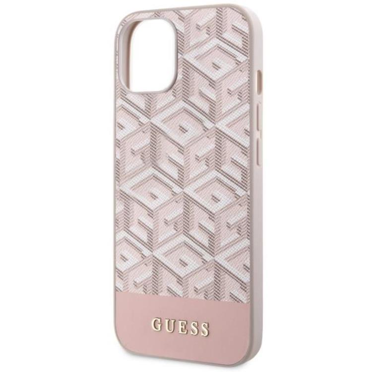 Guess Guess Mobilskal till iPhone 14 MagSafe GCube Stripes - Rosa
