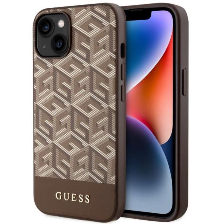 Guess Guess Mobilskal till iPhone 14 Plus MagSafe GCube Stripes - Brun