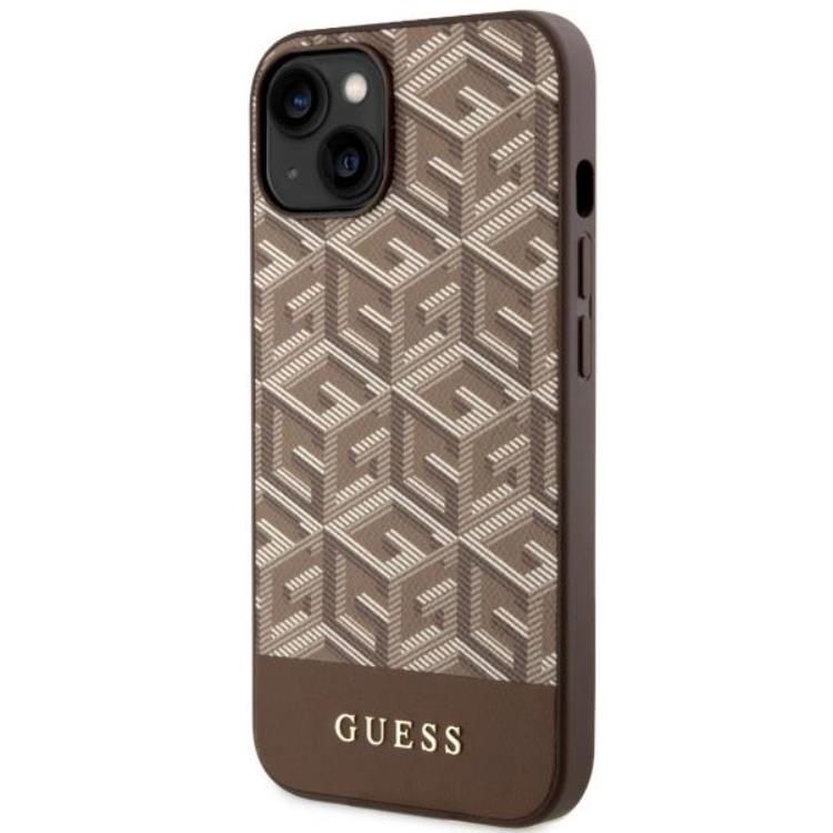 Guess Guess Mobilskal till iPhone 14 Plus MagSafe GCube Stripes - Brun