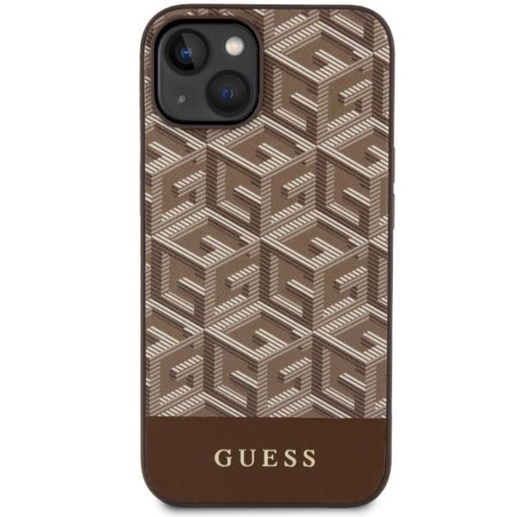 Guess Guess Mobilskal till iPhone 14 Plus MagSafe GCube Stripes - Brun