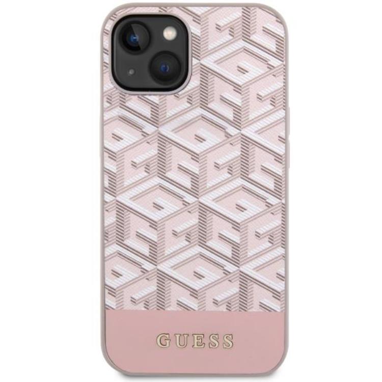 Guess Guess Mobilskal till iPhone 14 Plus MagSafe GCube Stripes - Rosa