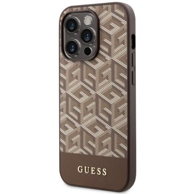 Guess Guess Mobilskal till iPhone 14 Pro MagSafe GCube Stripes - Brun