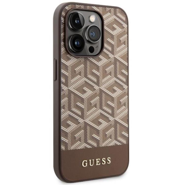 Guess Guess Mobilskal till iPhone 14 Pro MagSafe GCube Stripes - Brun