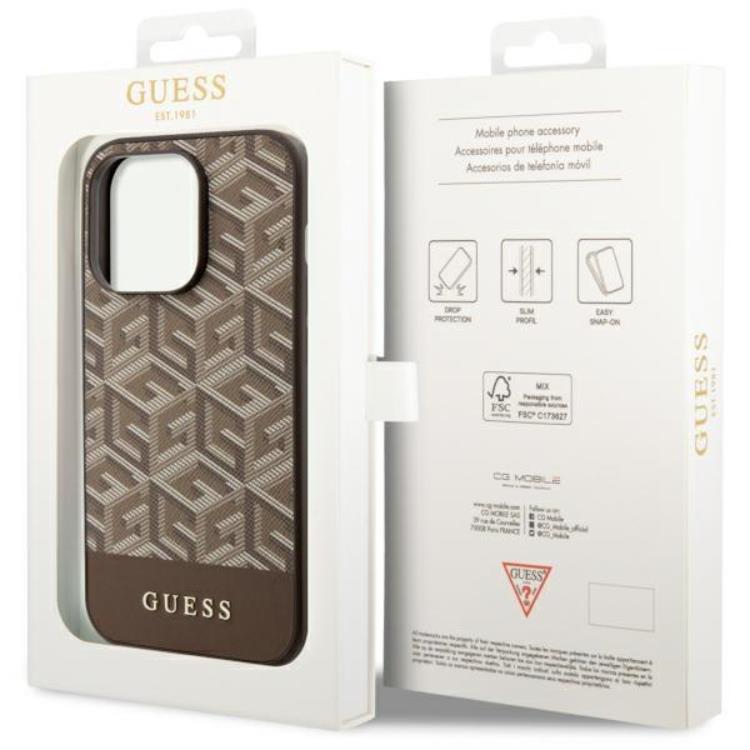 Guess Guess Mobilskal till iPhone 14 Pro MagSafe GCube Stripes - Brun