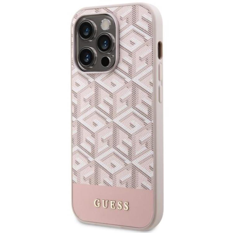 Guess Guess Mobilskal till iPhone 14 Pro MagSafe GCube Stripes - Rosa