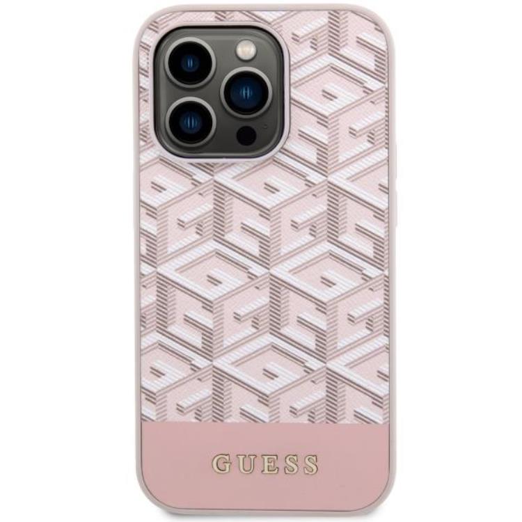 Guess Guess Mobilskal till iPhone 14 Pro MagSafe GCube Stripes - Rosa