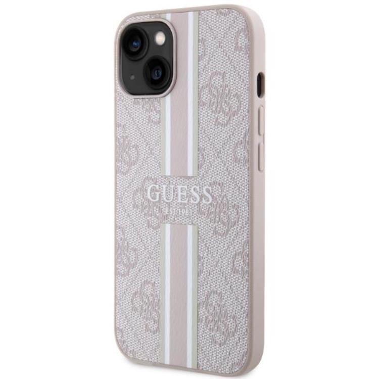 Guess Guess Mobilskal till iPhone 14 MagSafe Printed Stripes - Rosa