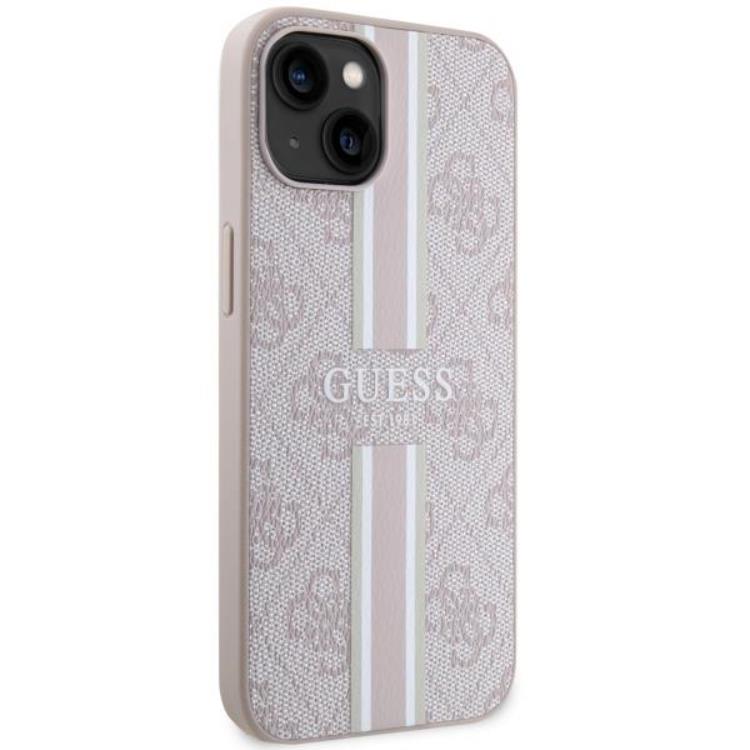 Guess Guess Mobilskal till iPhone 14 MagSafe Printed Stripes - Rosa