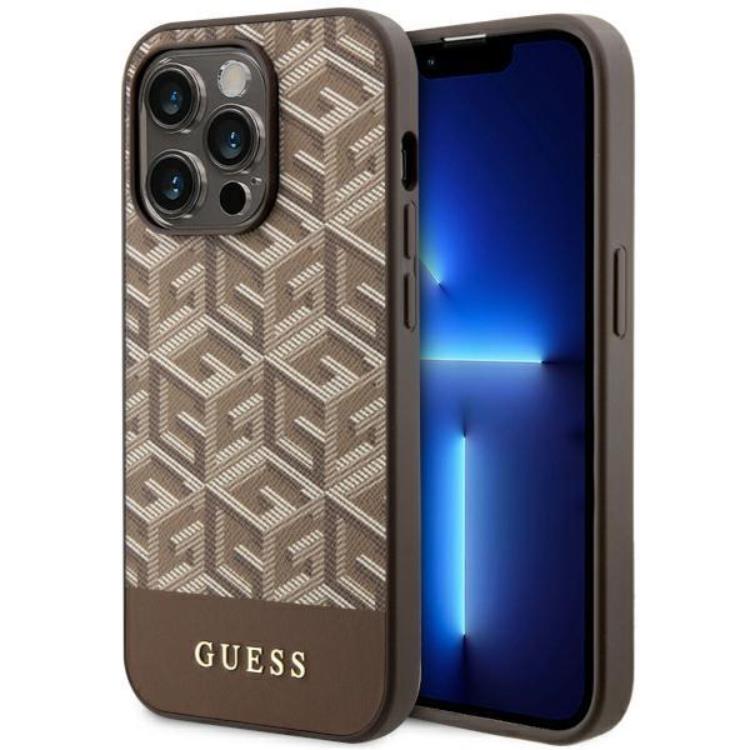 Guess Guess Mobilskal till iPhone 14 Pro Max MagSafe GCube Stripes - Brun