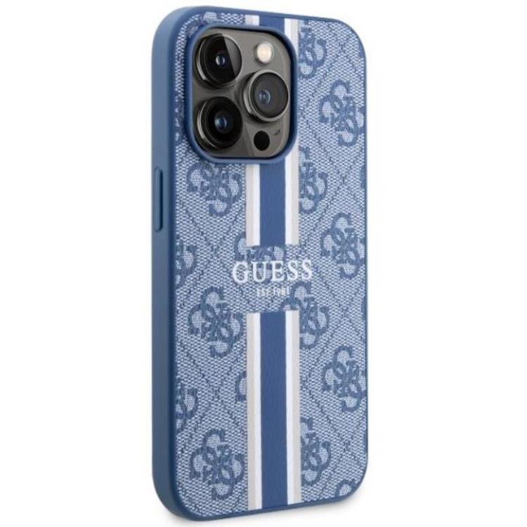 Guess Guess Mobilskal till iPhone 14 Pro MagSafe Printed Stripes - Blå