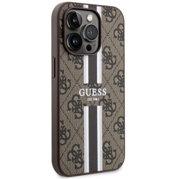Guess Guess Mobilskal till iPhone 14 Pro MagSafe Printed Stripes Brun