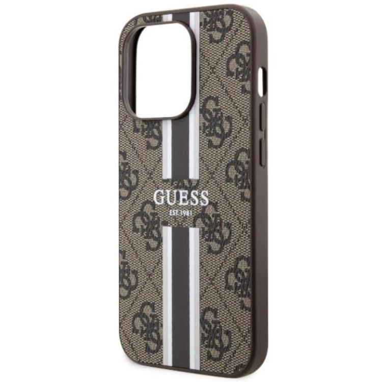 Guess Guess Mobilskal till iPhone 14 Pro MagSafe Printed Stripes Brun