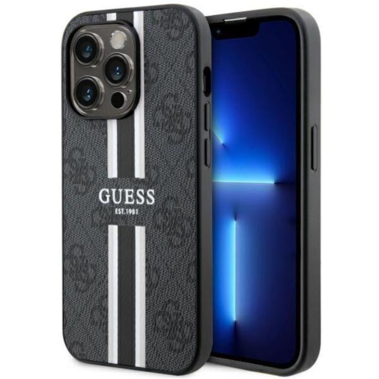 Guess Guess Mobilskal till iPhone 14 Pro MagSafe Printed Stripes Svart
