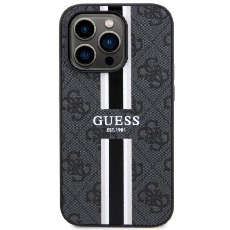 Guess Guess Mobilskal till iPhone 14 Pro MagSafe Printed Stripes Svart