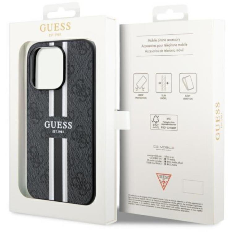 Guess Guess Mobilskal till iPhone 14 Pro MagSafe Printed Stripes Svart