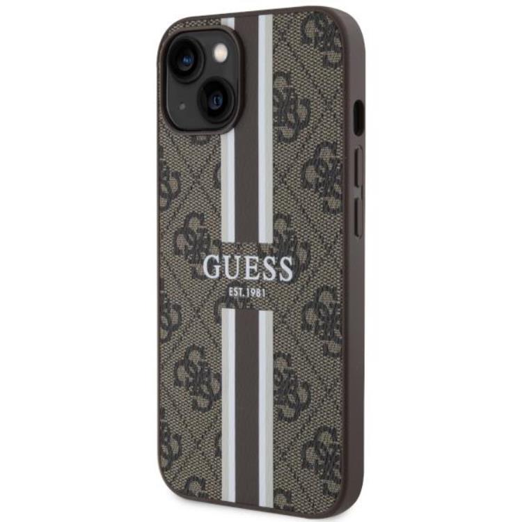 Guess Guess Mobilskal till iPhone 14 Plus MagSafe Printed Stripes Brun