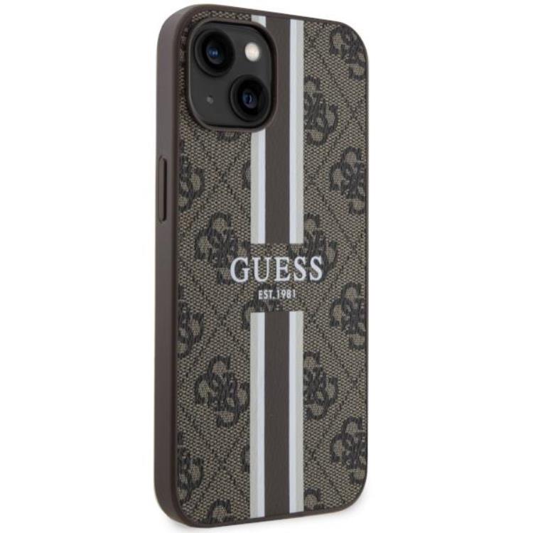 Guess Guess Mobilskal till iPhone 14 Plus MagSafe Printed Stripes Brun
