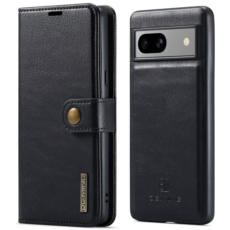 UTGATT DG.MING Google Pixel 7A Plånboksfodral Äkta Läder 2-i-1 - Svart