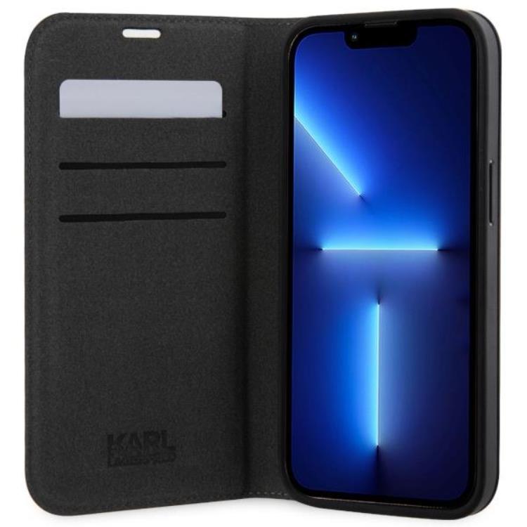 KARL LAGERFELD KarlLagerfeld iPhone 14 Pro Max Plånboksfodral Monogram Silver