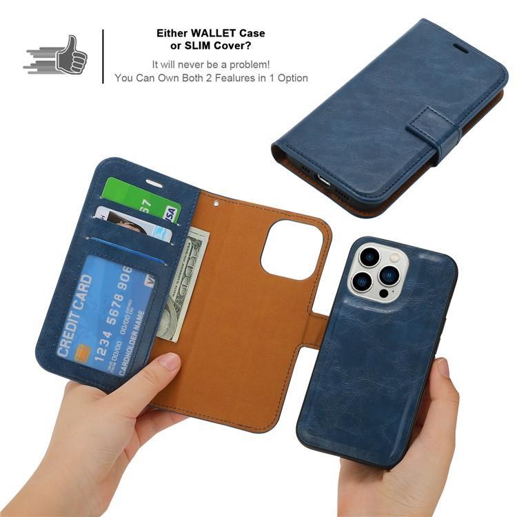 OEM iPhone 15 Plus Plånboksfodral 2-in-1 Detachable - Blå