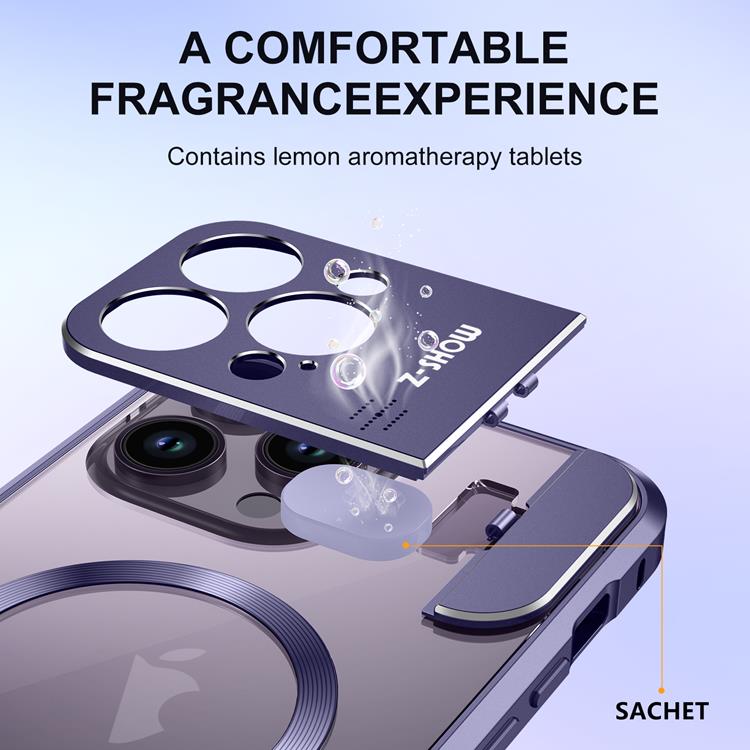 A-One Brand Mobilskal till iPhone 15 Magsafe Aroma Kickstand - Silver