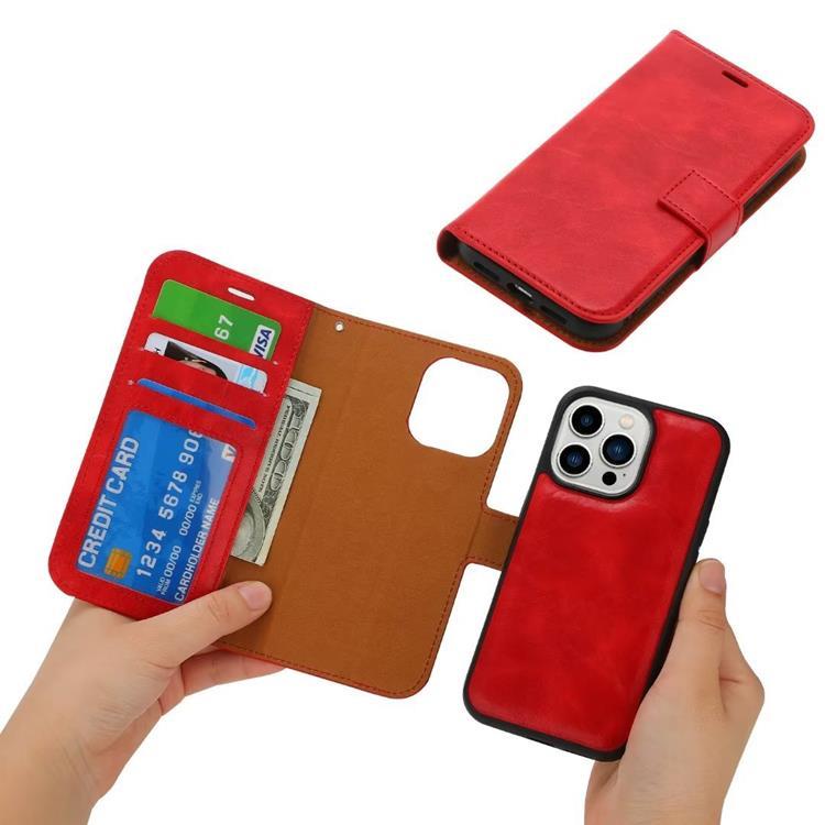OEM iPhone 15 Pro Max Plånboksfodral 2-in-1 Detachable - Röd