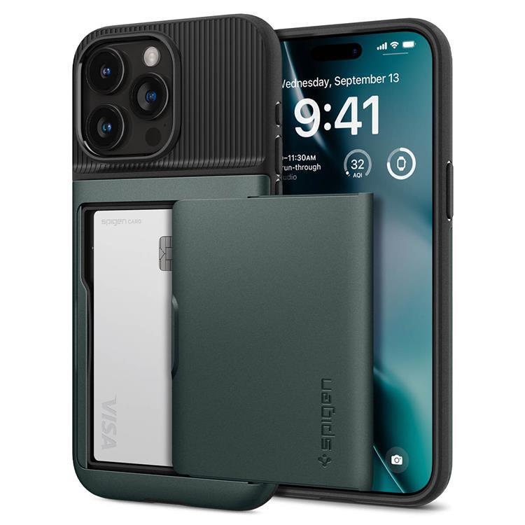 Spigen Spigen Mobilskal till iPhone 15 Pro Slim Armor CS - Grön