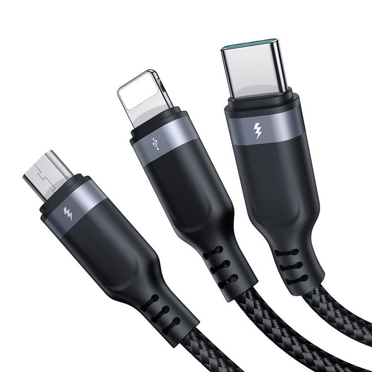 Joyroom Joyroom 3in1 USB-A till USB-C, Lightning, microUSB kabel 0.3m
