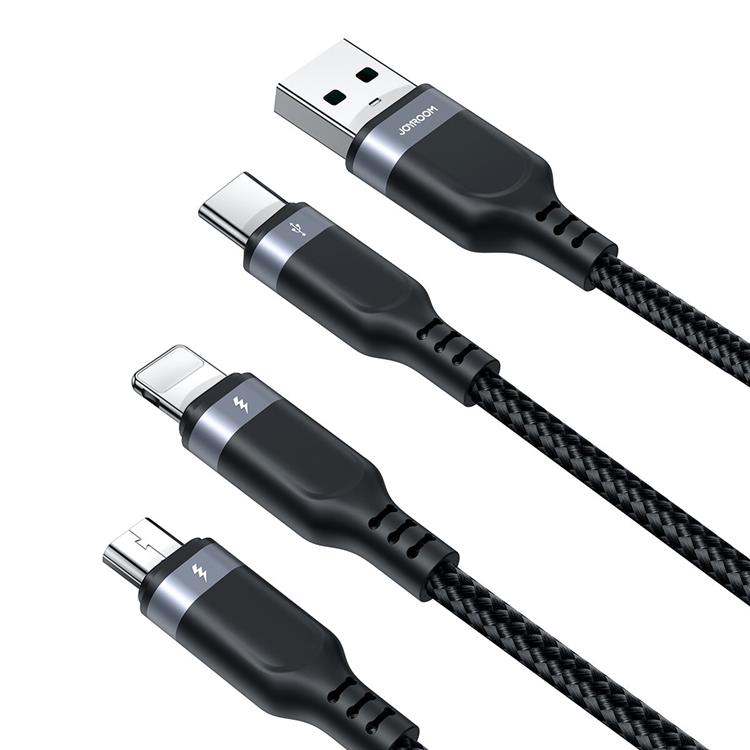 Joyroom Joyroom 3in1 USB-A till USB-C, Lightning, microUSB kabel 0.3m