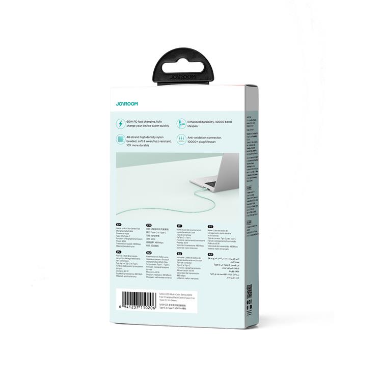 Joyroom Joyroom USB-C till USB-C kabel 60W 1m Multi-Color - Grön