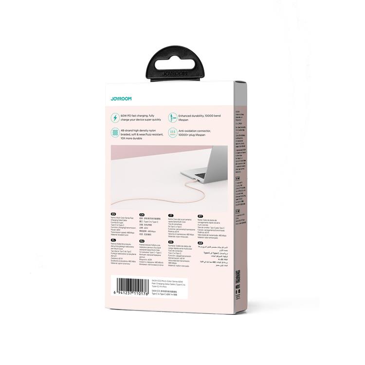 Joyroom Joyroom USB-C till USB-C kabel 60W 1m Multi-Color - Rosa
