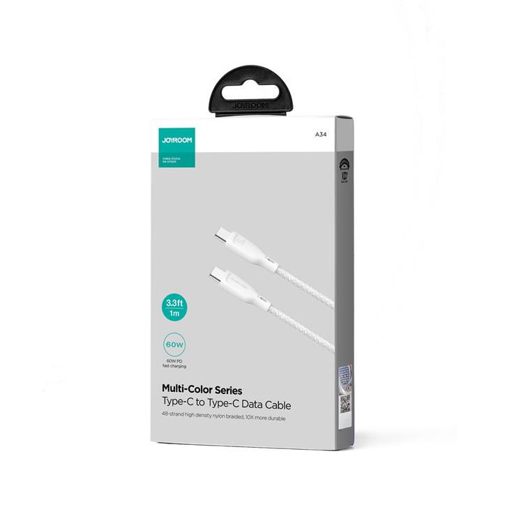 Joyroom Joyroom USB-C till USB-C kabel 60W 1m Multi-Color - Vit