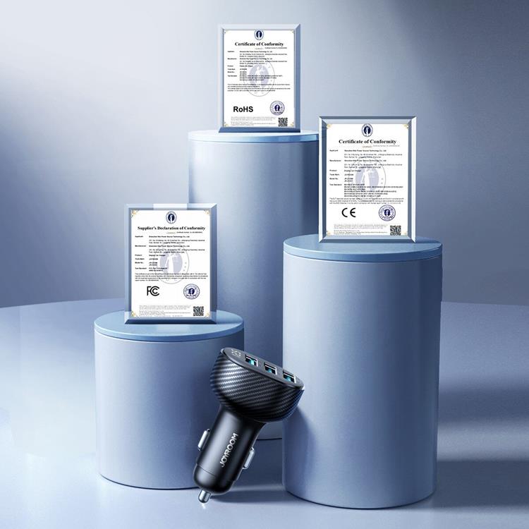 Joyroom Joyroom Billaddare 3.4A 3x USB-A med Display - Svart