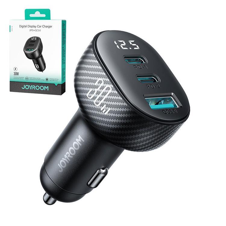 Joyroom Joyroom Billaddare 30W 2x USB-C USB-A med Display - Svart