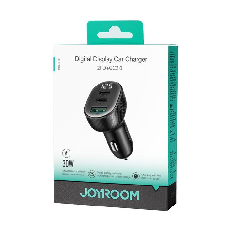 Joyroom Joyroom Billaddare 30W 2x USB-C USB-A med Display - Svart