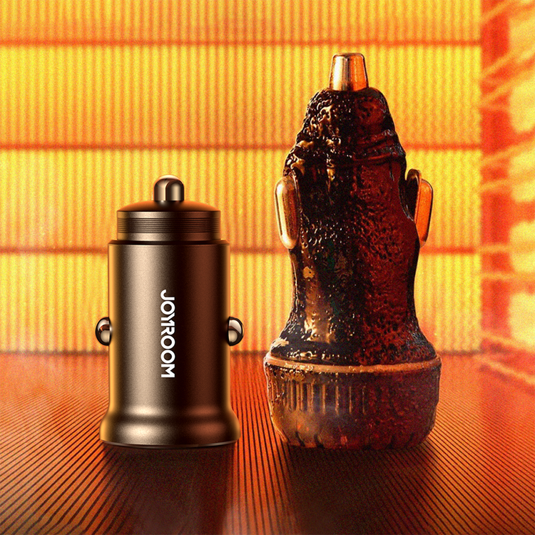 Joyroom Joyroom Mini Metall Billaddare 30W 2x USB-C - Svart