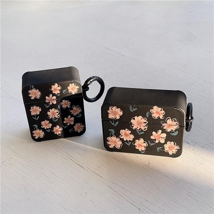 OEM Airpods 3 Skal Daisy Pattern med Ringspänne - Svart/Rosa