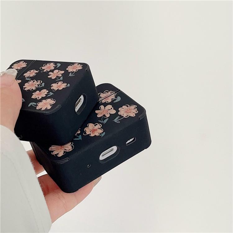 OEM Airpods 3 Skal Daisy Pattern med Ringspänne - Svart/Rosa